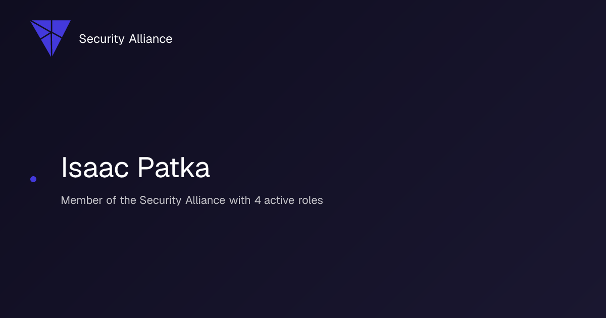 Isaac Patka | Security Alliance | Security Alliance